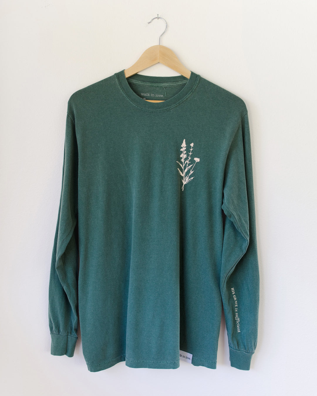 His Grace Is Sufficient Vintage Washed Blue Spruce Long Sleeve