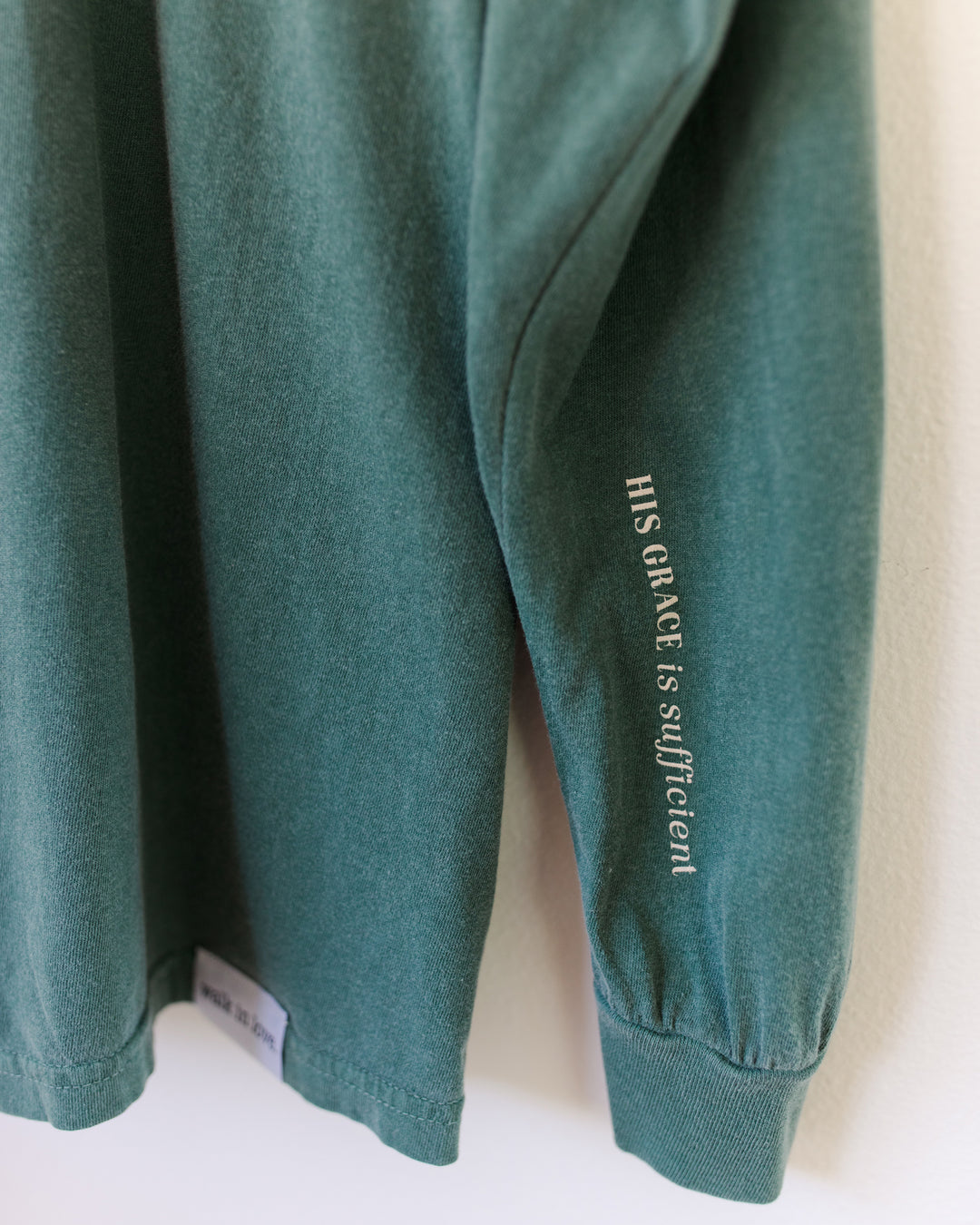 His Grace Is Sufficient Vintage Washed Blue Spruce Long Sleeve