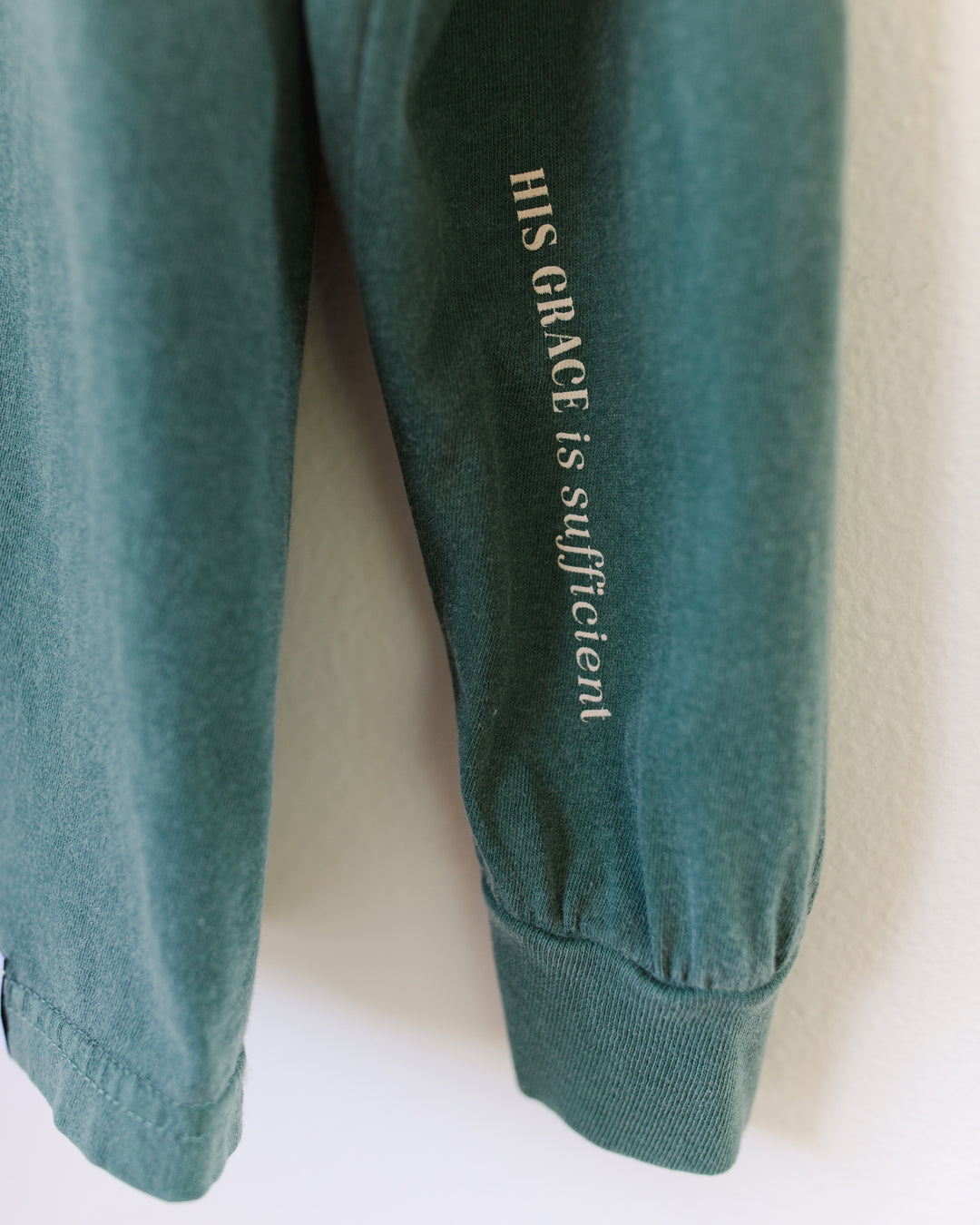 His Grace Is Sufficient Vintage Washed Blue Spruce Long Sleeve