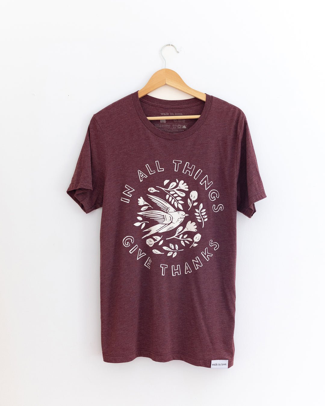 In All Things Give Thanks Maroon Tri Blend Tee
