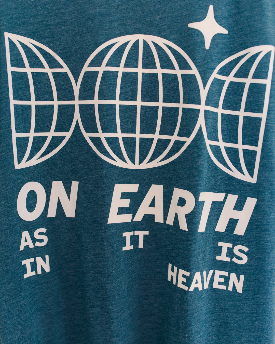 On Earth as it is in Heaven Steel Blue Tri-Blend Tee
