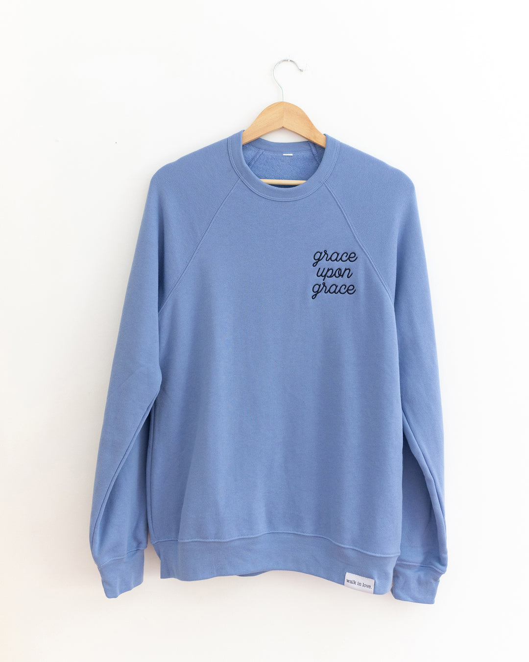 Grace Upon Grace Embroidered Lavender Blue Sweatshirt