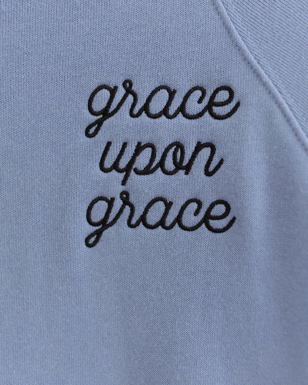 Grace Upon Grace Embroidered Lavender Blue Sweatshirt
