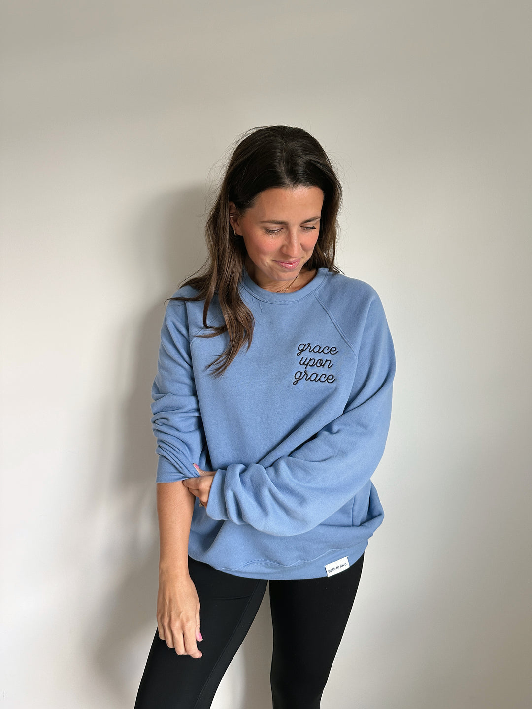 Grace Upon Grace Embroidered Lavender Blue Sweatshirt