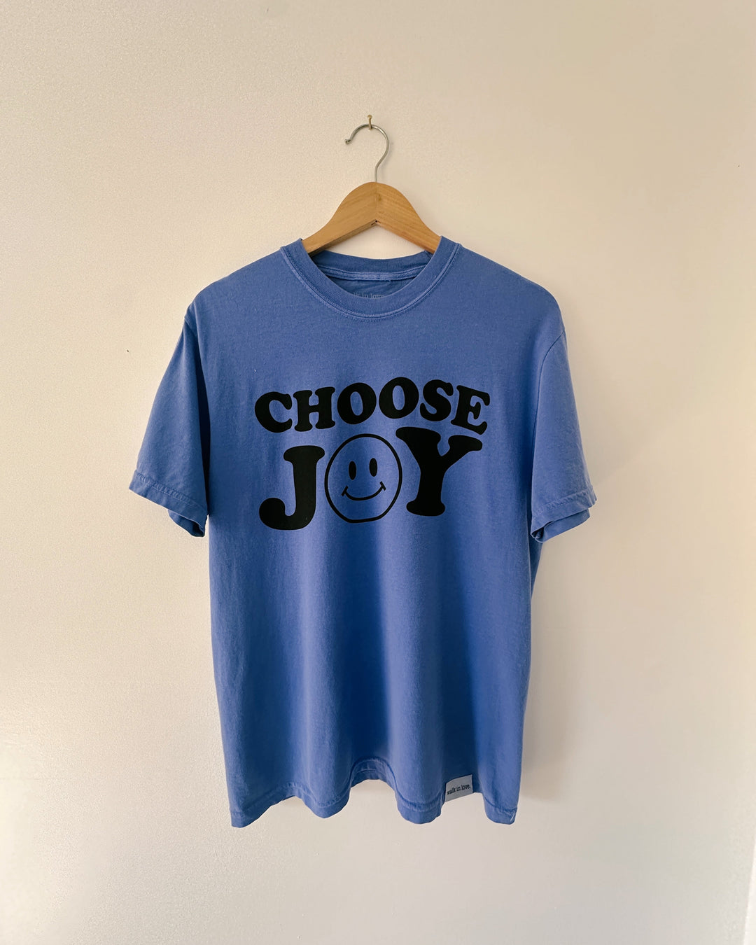 Choose Joy Smiley Vintage Washed Periwinkle Tee