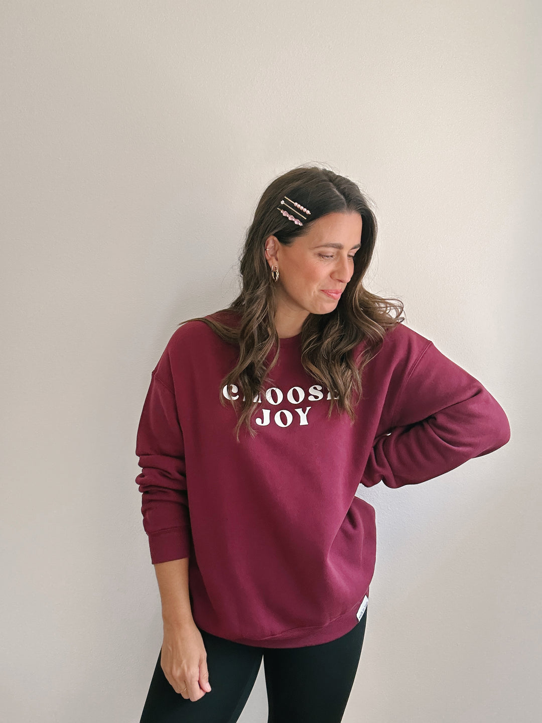 Choose Joy Maroon Drop Shoulder Pullover