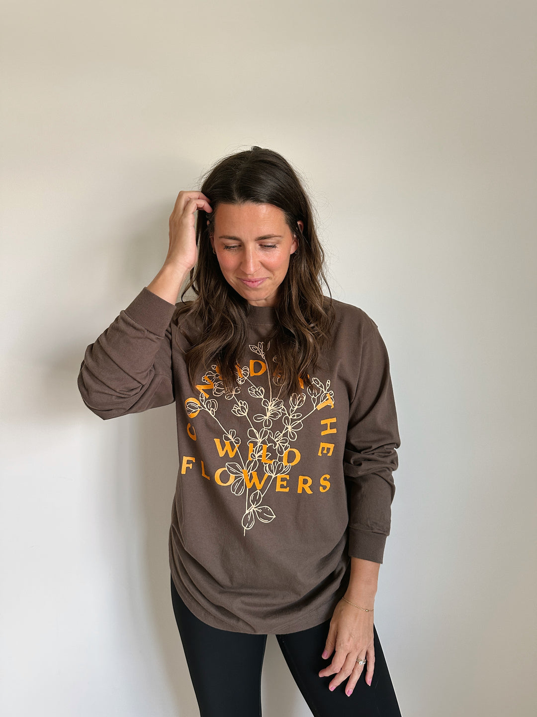 Consider the Wildflowers Heavyweight Mocha Long Sleeve Tee