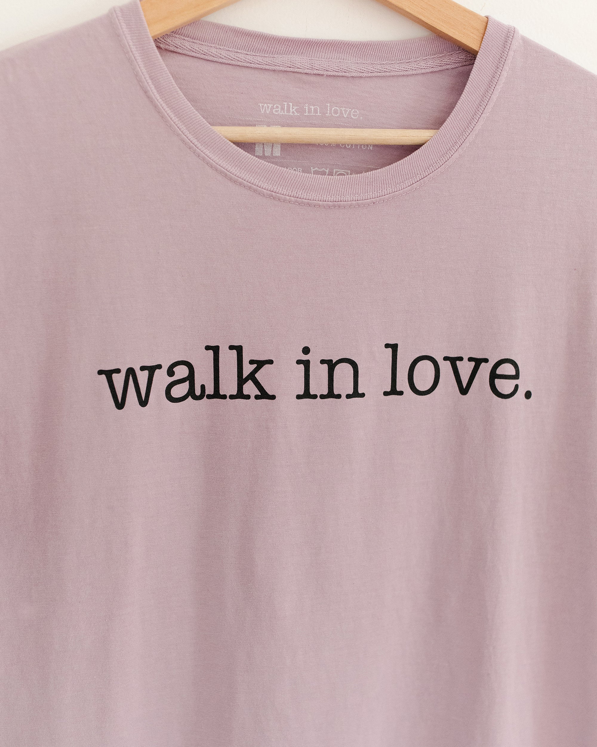 walk in love. Original Vintage Washed Botanical Dyed Dusty Lilac Tee