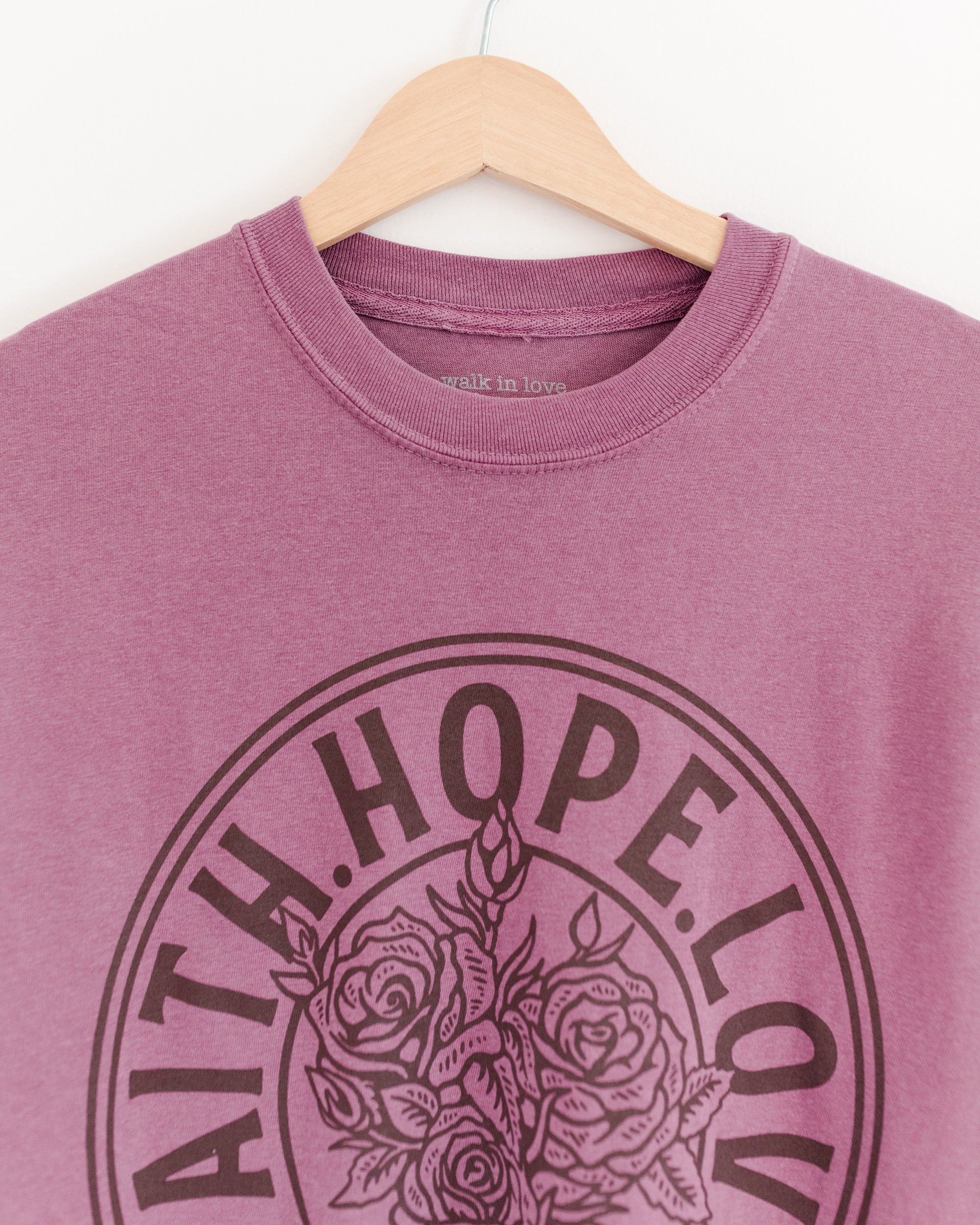 Faith Hope Love Vintage Washed Berry Long Sleeve