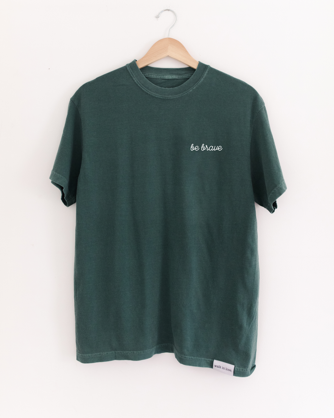 Be Brave Embroidered Blue Spruce Vintage Washed Tee