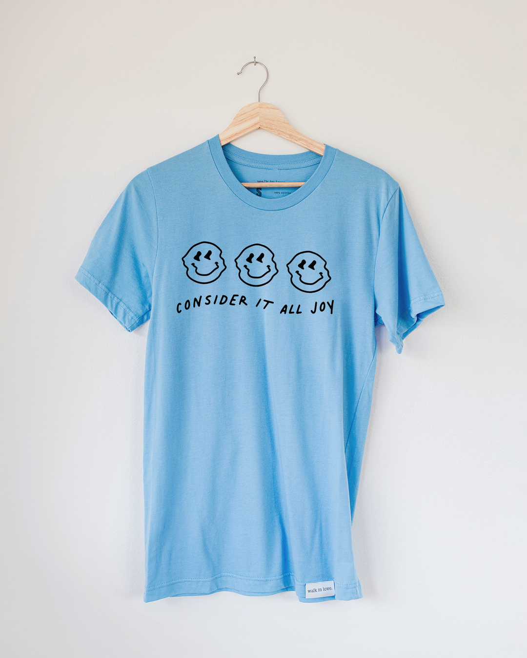 Consider it all Joy Smiley Carolina Blue Tri Blend Tee