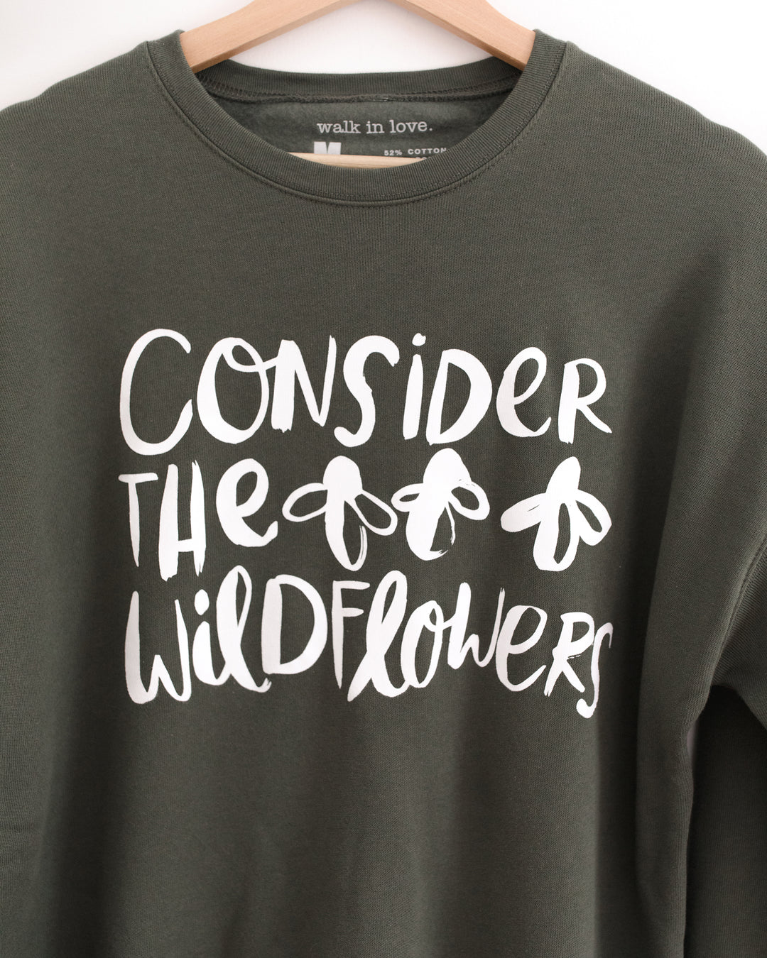 Consider the Wildflowers Military Green Sweatshirt