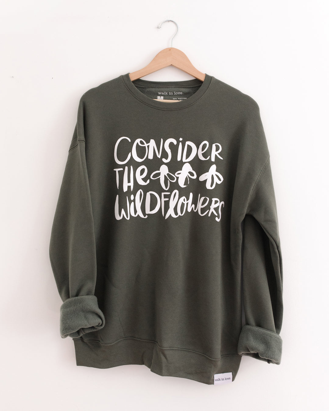 Consider the Wildflowers Military Green Sweatshirt