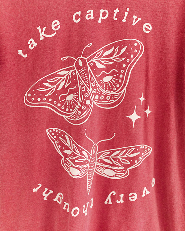 Take Captive Every Thought Vintage Washed Crimson Tee