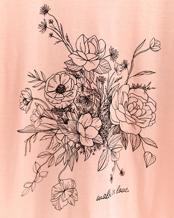 walk in love. Floral Peach Vintage Washed Tee