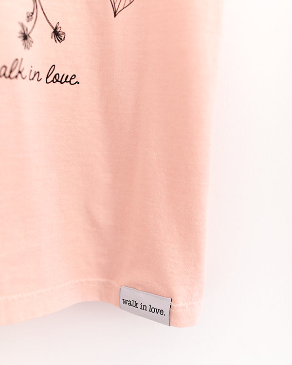 walk in love. Floral Peach Vintage Washed Tee