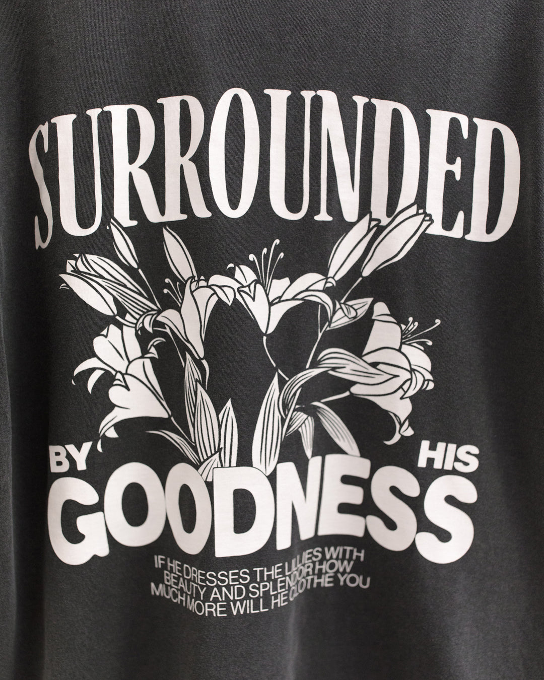 Surrounded By His Goodness Pepper Vintage Washed Tee