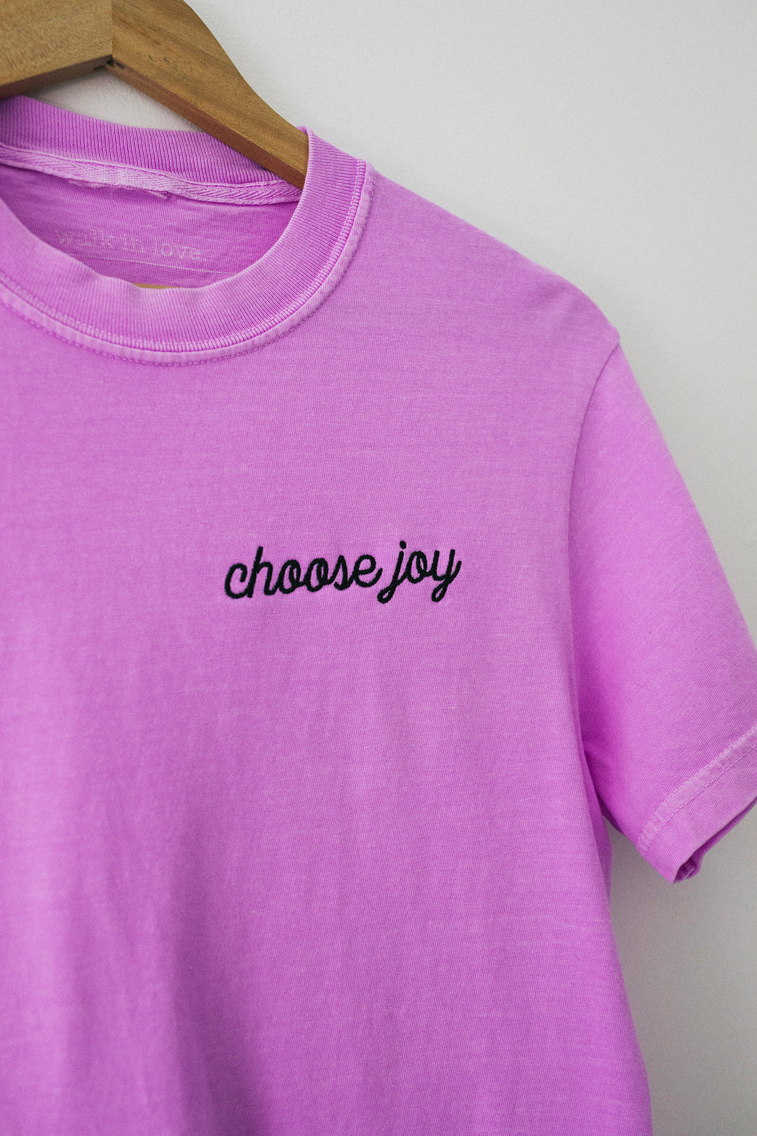 Choose Joy Embroidered Vintage Washed Neon Violet Tee