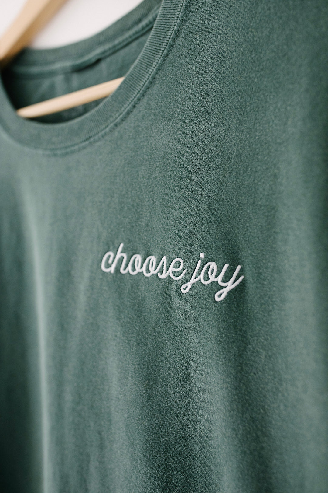 Choose Joy Embroidered Washed Pine Tee