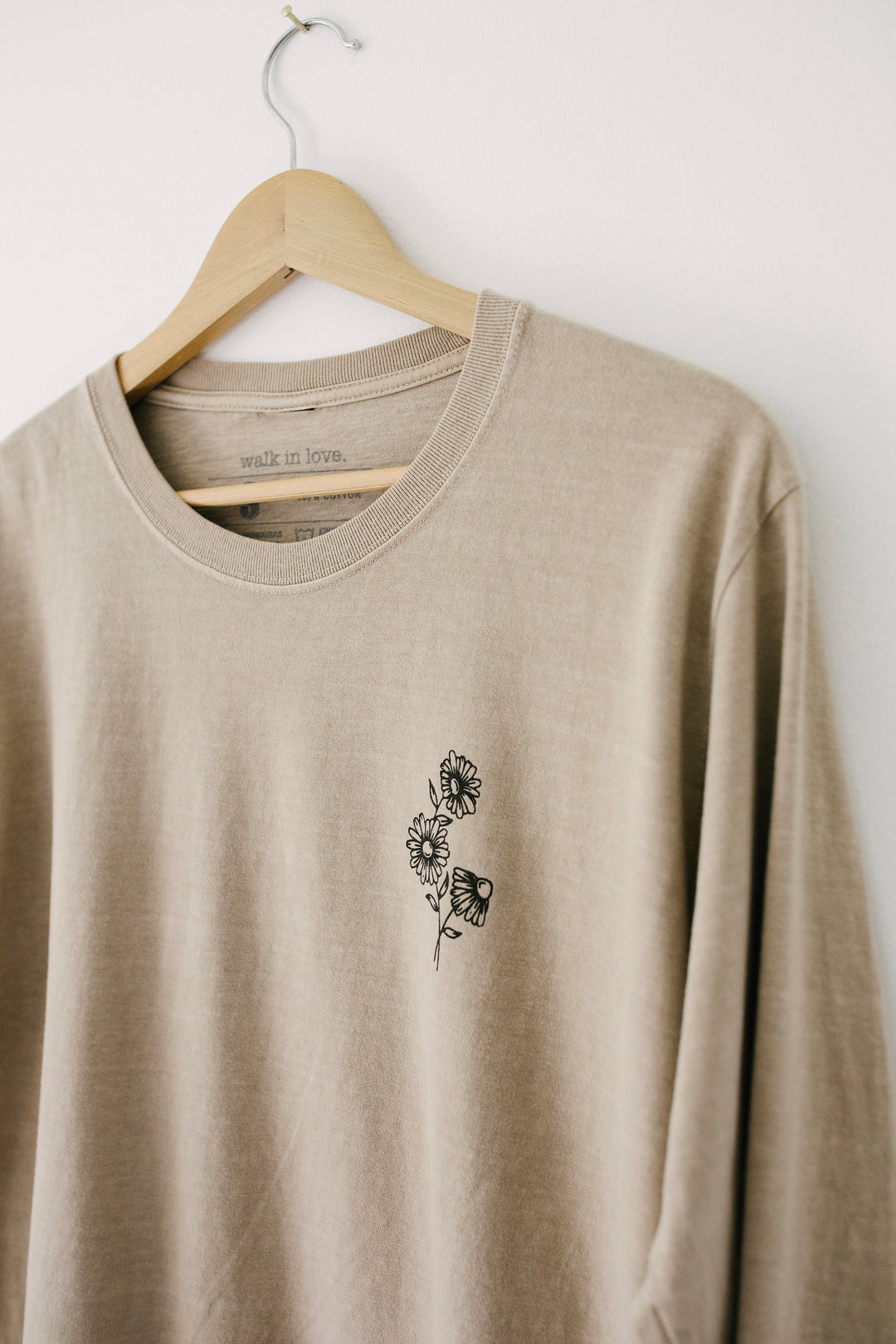 Consider the Wildflowers Washed Khaki Long Sleeve