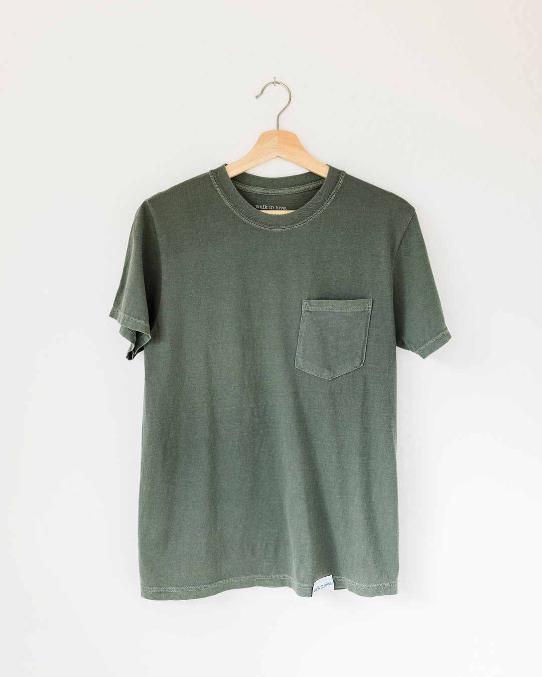 The Secret Message Vintage Washed Moss Pocket Tee