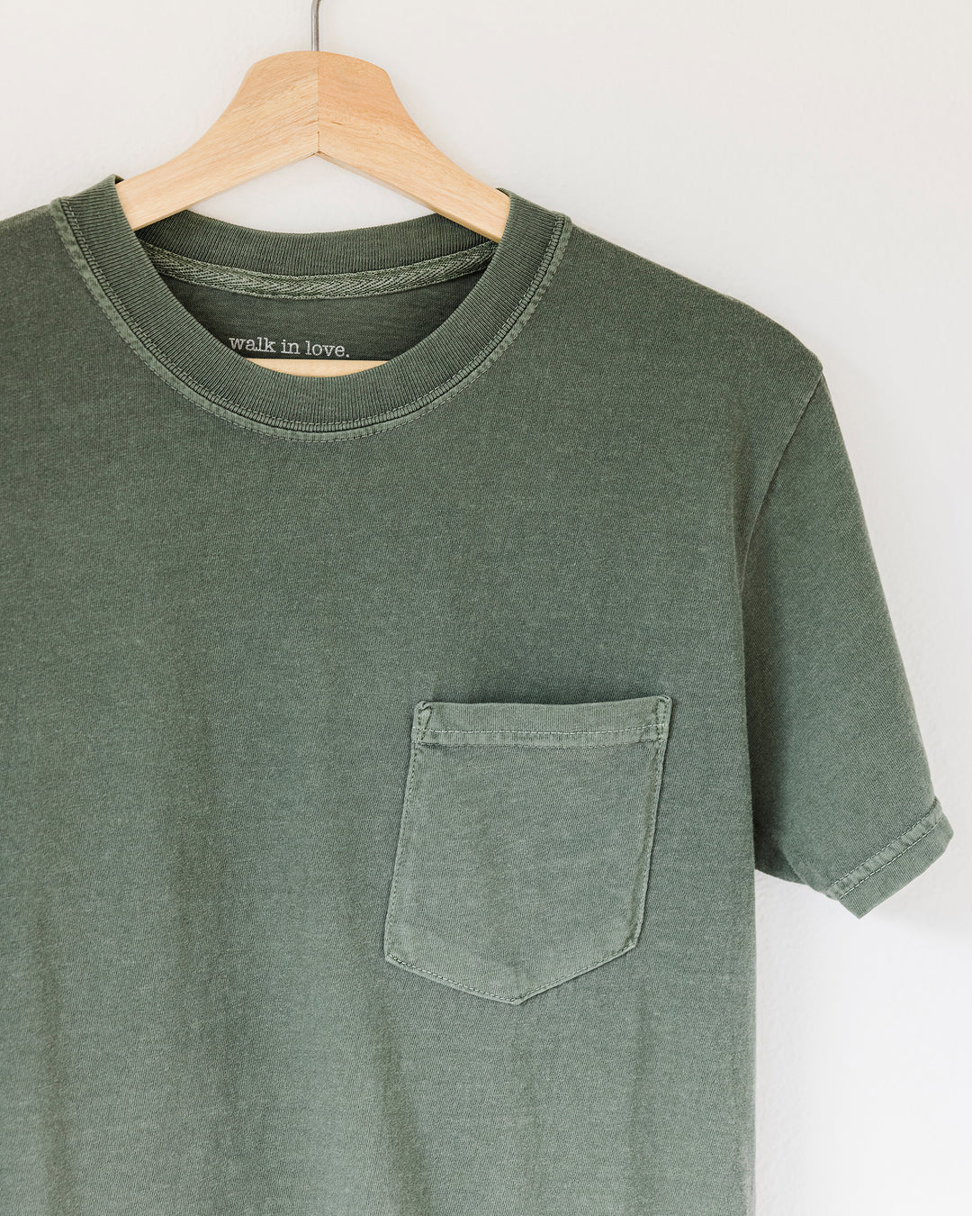 The Secret Message Vintage Washed Moss Pocket Tee