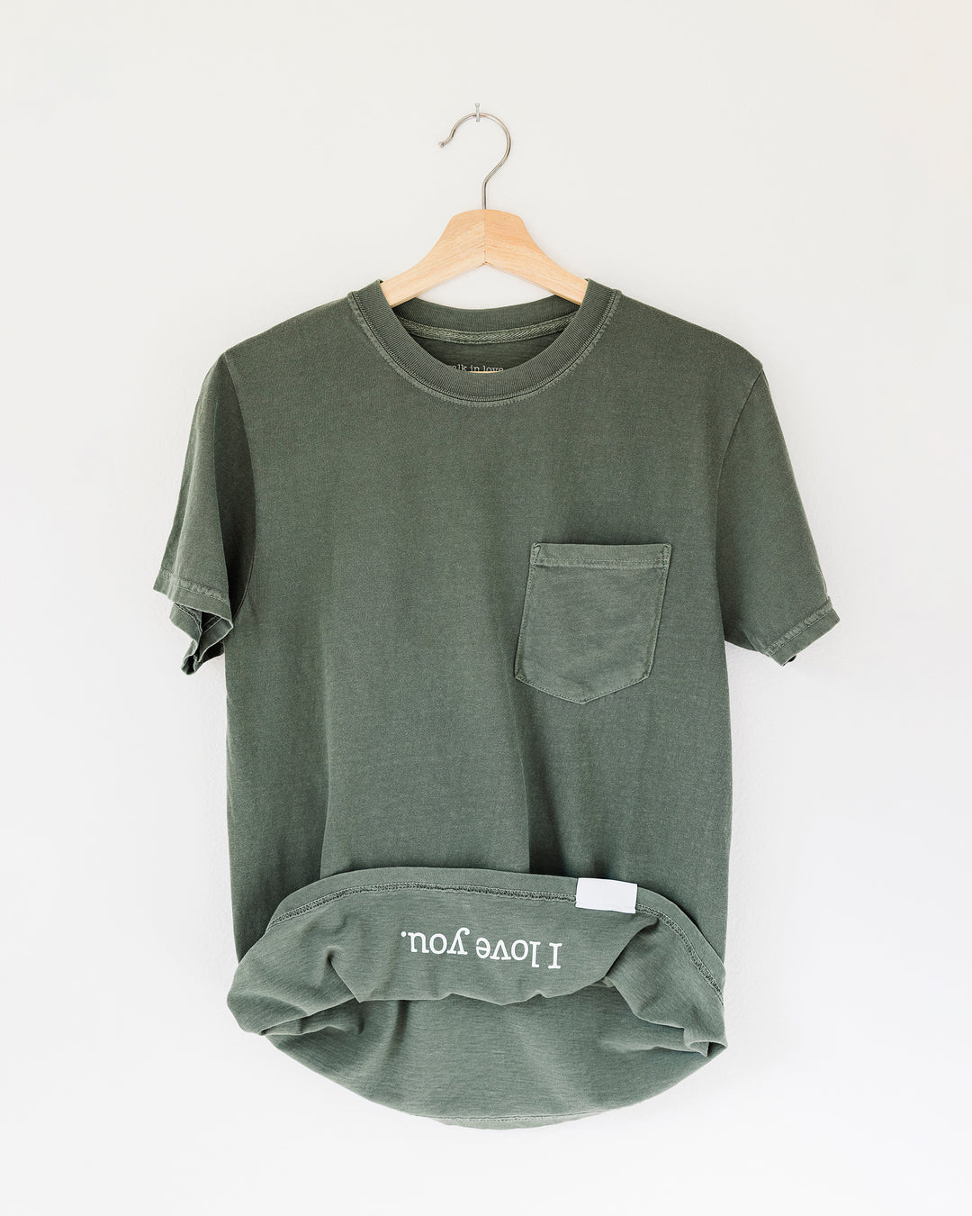 The Secret Message Vintage Washed Moss Pocket Tee