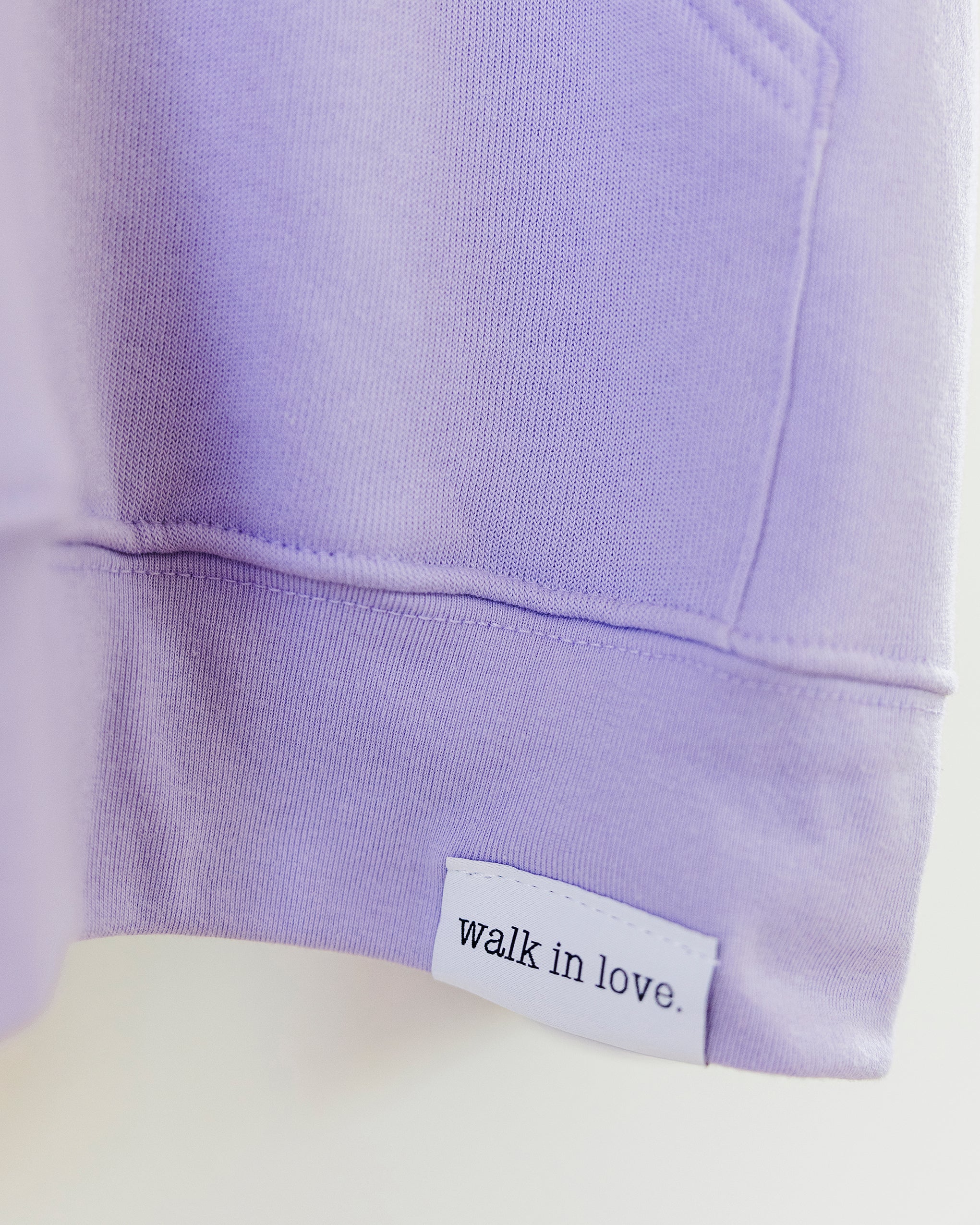 walk in love. embroidered Lavender Hoodie