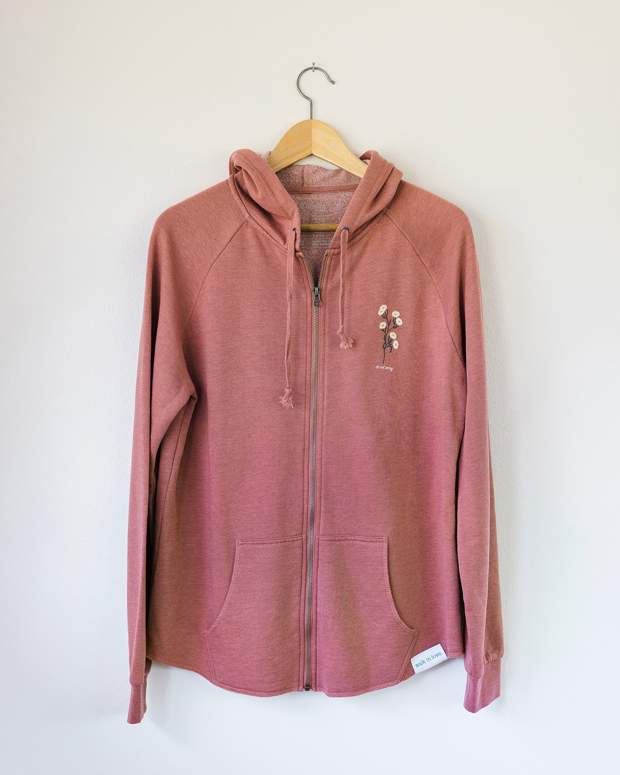 Do Not Worry Dusty Rose Wave Wash Women's Zip-Up