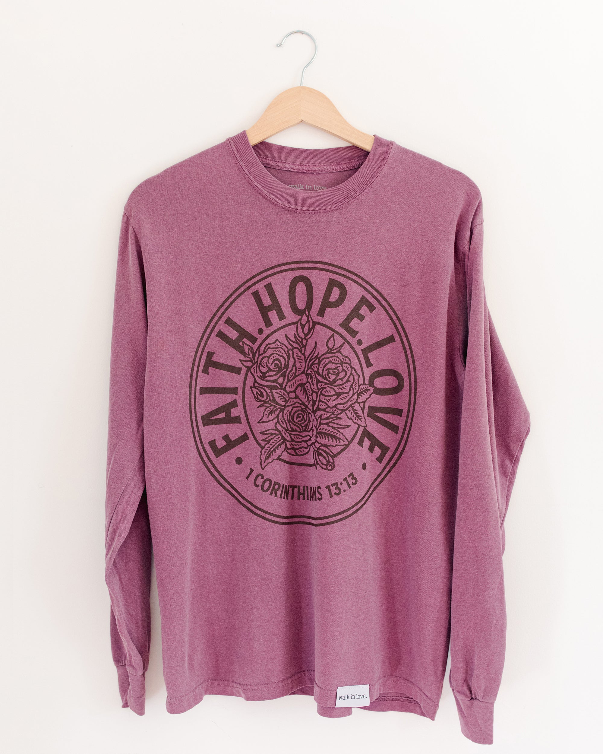 2/25 - Faith Hope Love Vintage Washed Berry Long Sleeve