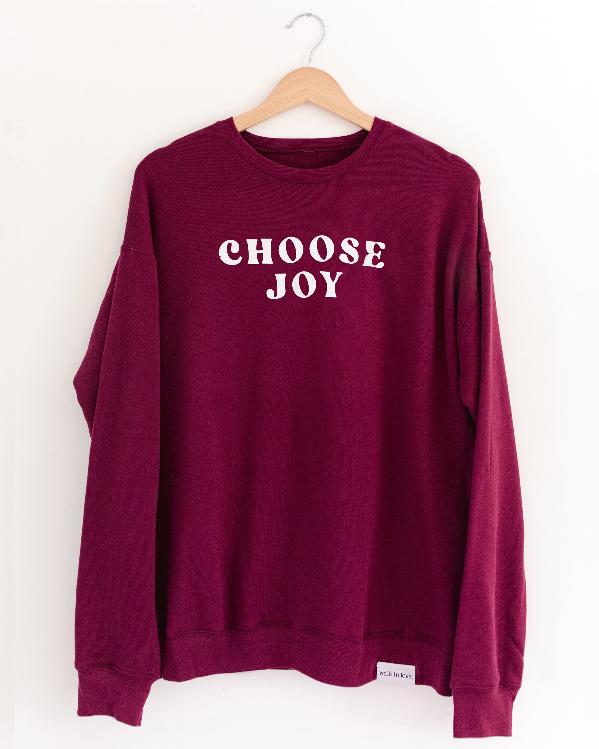 Choose Joy Maroon Drop Shoulder Pullover