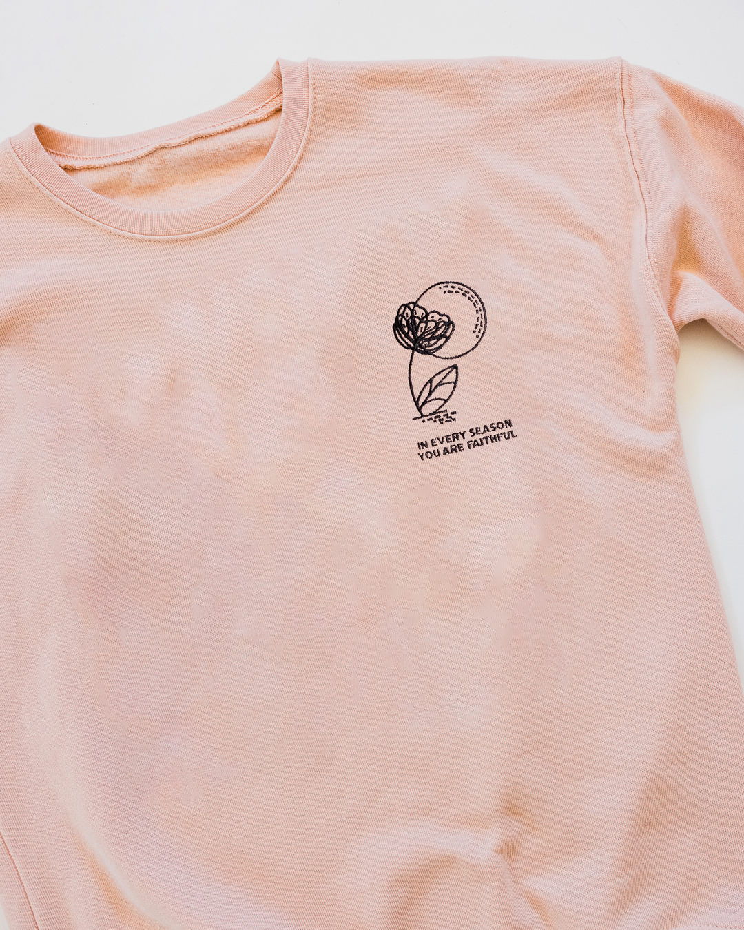 In Every Season Embroidered Peach Sweatshirt