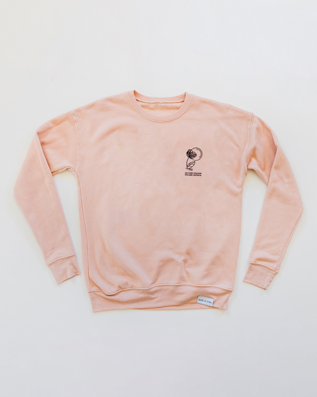 In Every Season Embroidered Peach Sweatshirt