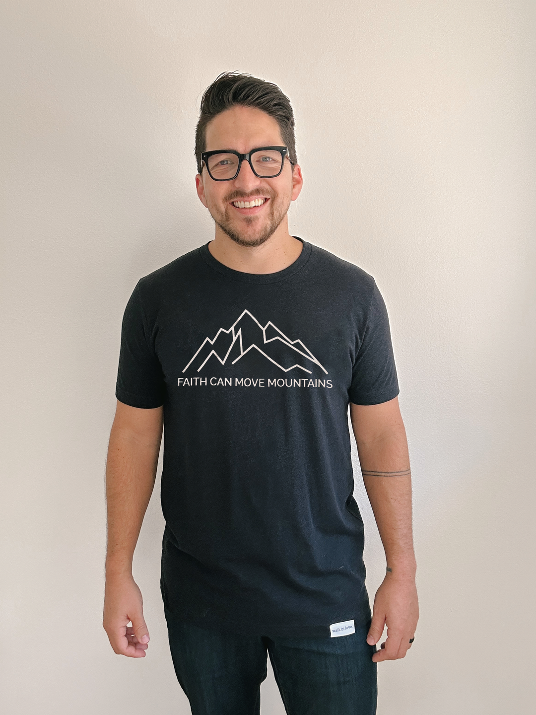 Faith Can Move Mountains Black Tri-Blend Tee