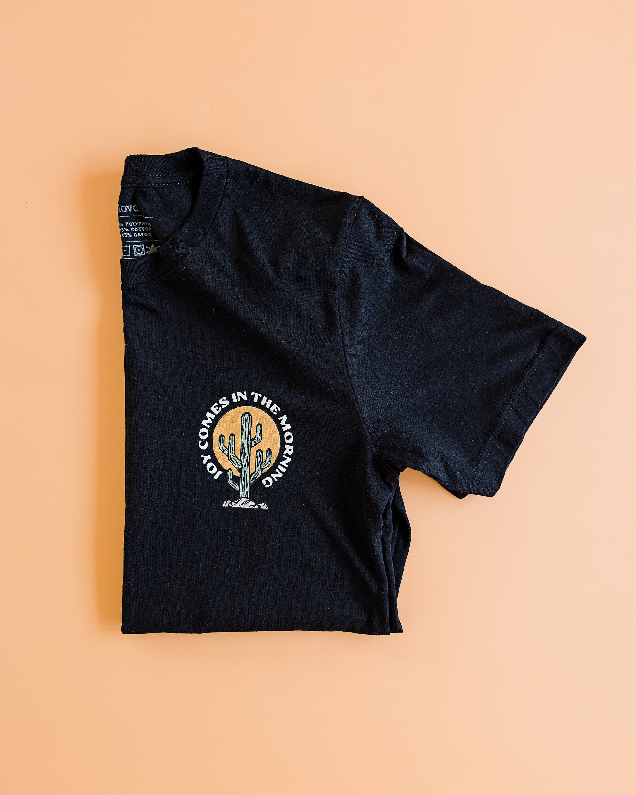 Joy Comes in the Morning Cactus Black Tee