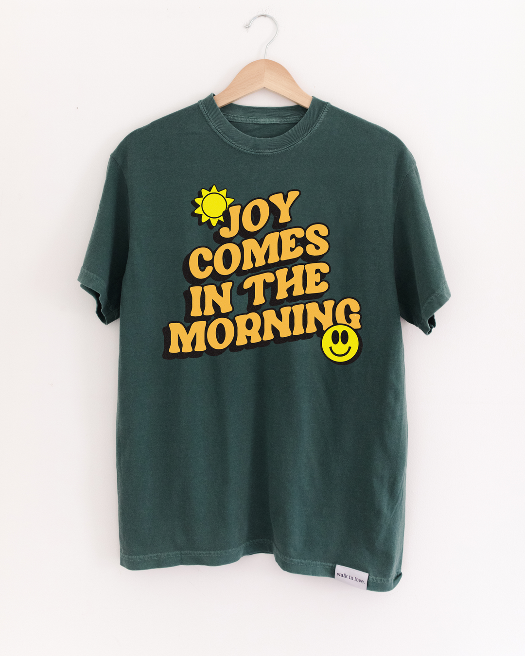 Joy Comes in the Morning Vintage Washed Blue Spruce Tee