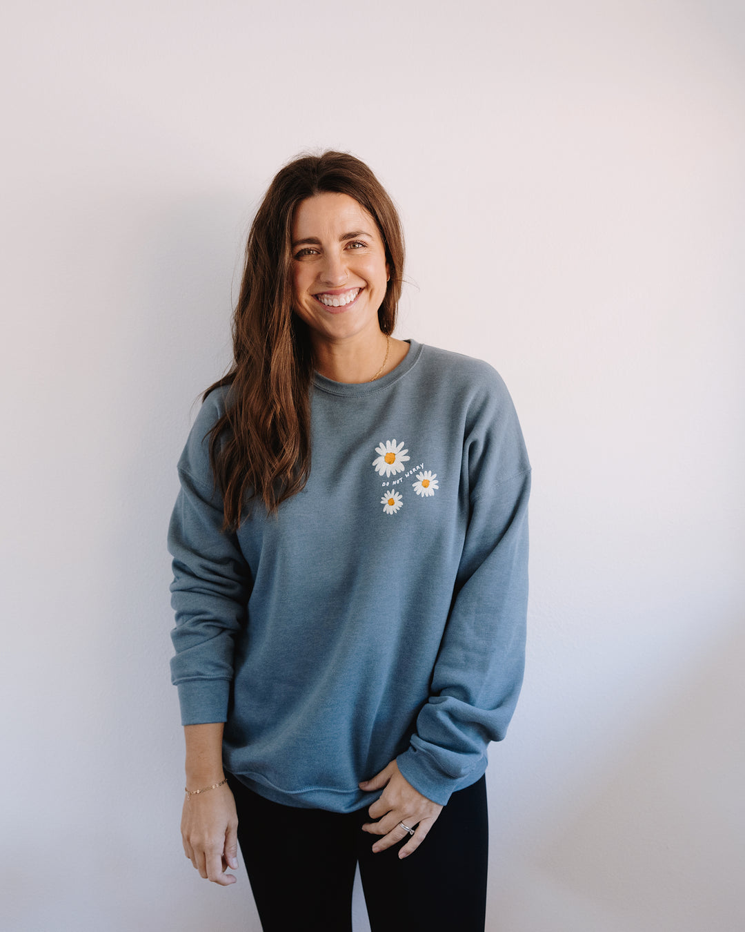 Do Not Worry Daisy Heather Slate Sweatshirt