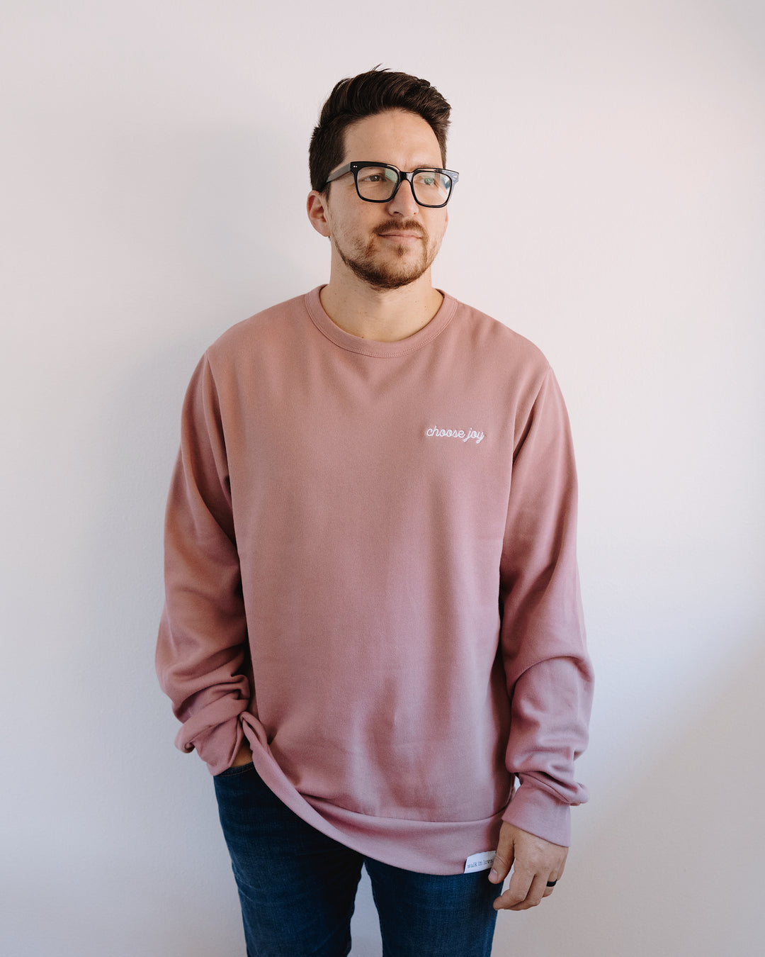 Choose Joy Embroidered Dusty Rose Slouchy Sweatshirt