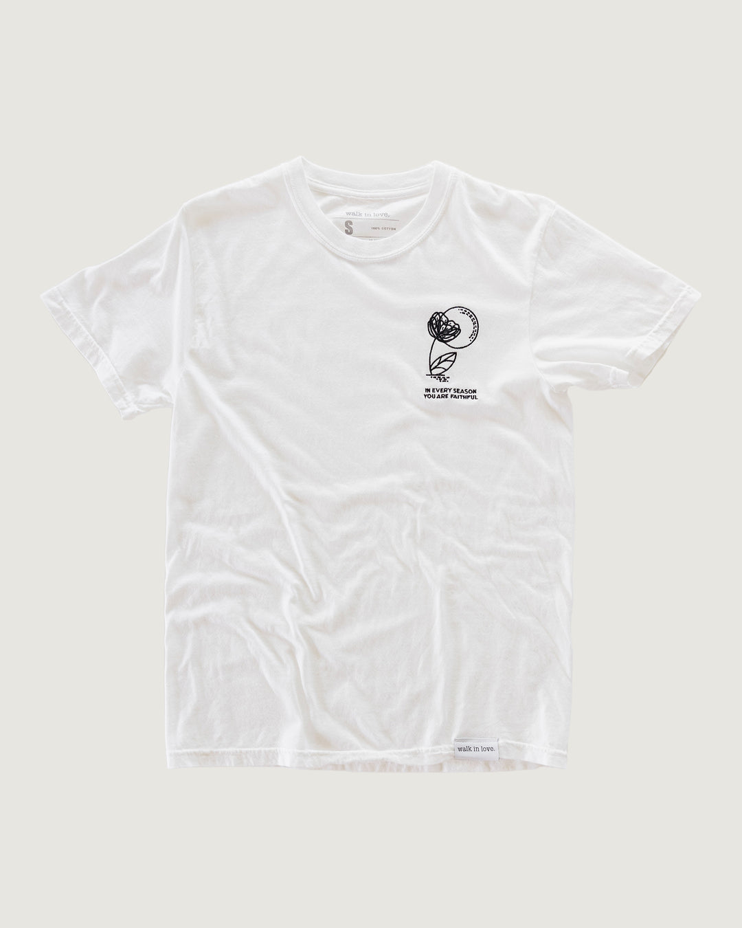 In Every Season White Vintage Washed Embroidered T-Shirt