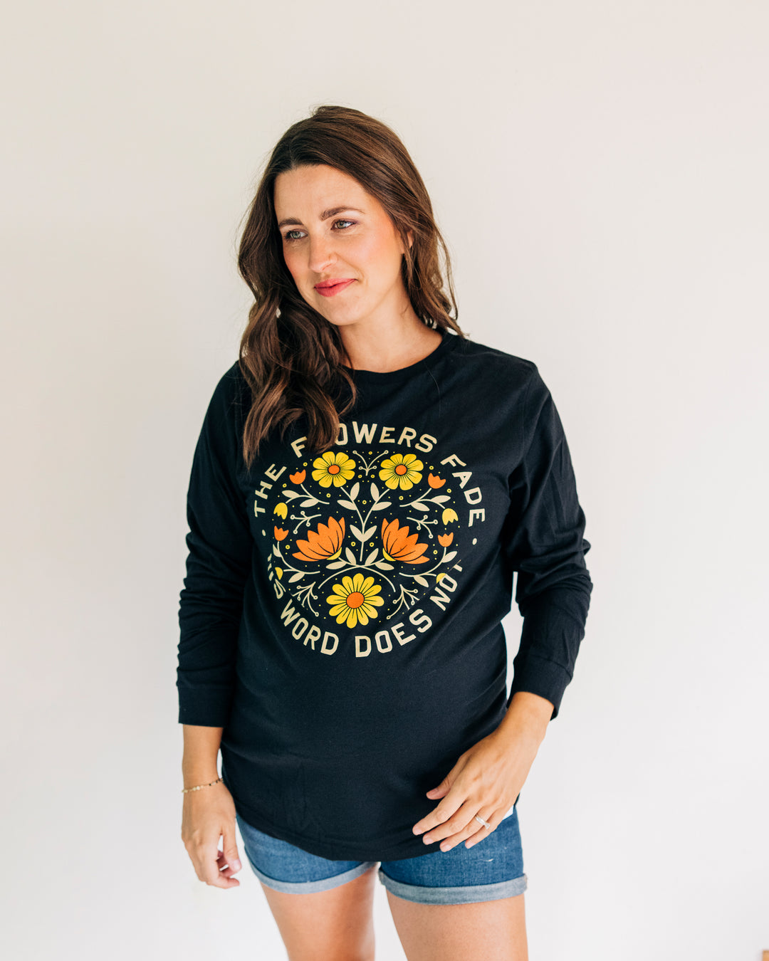Flowers Fade Black Long Sleeve Shirt