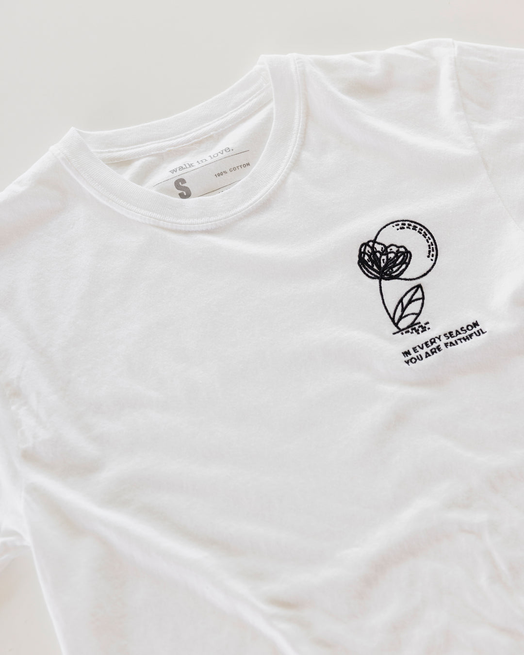 In Every Season White Vintage Washed Embroidered T-Shirt
