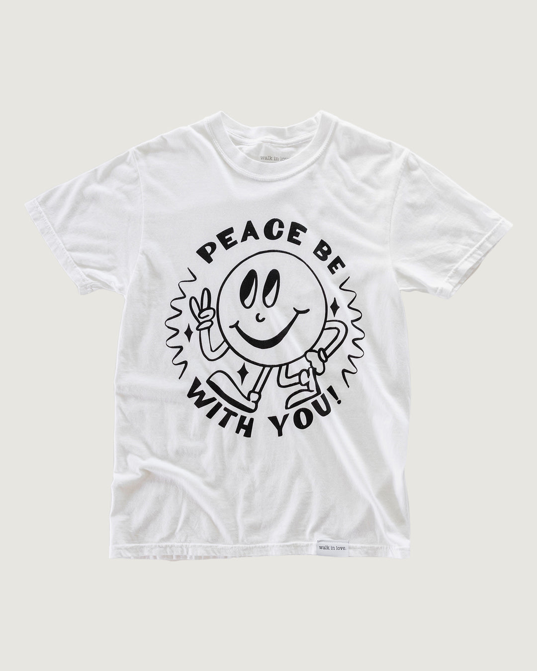 Peace Be With You White Vintage Washed T-Shirt