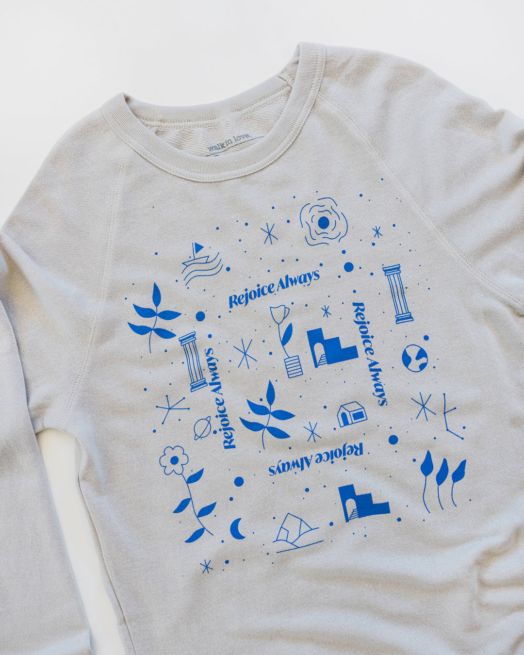 Rejoice Always Light Gray Lightweight French Terry Sweatshirt